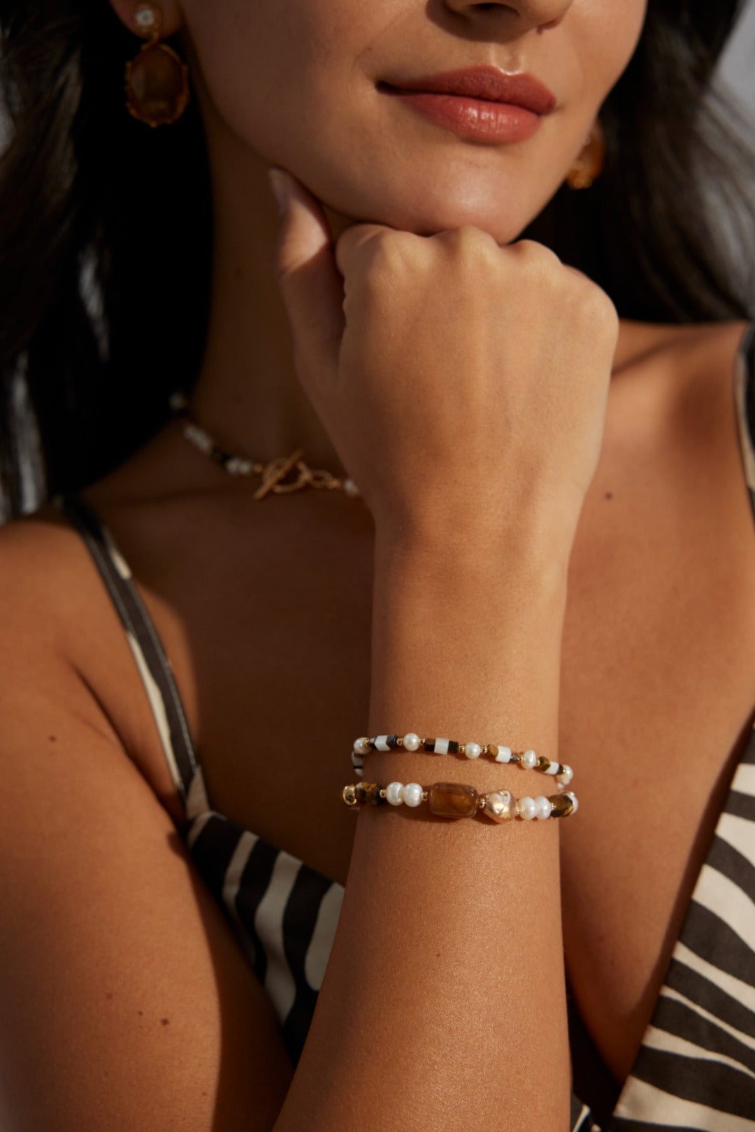 Château Lumière Tiger Eye Pearl Bracelet｜Feminine charm, self-confidence healing