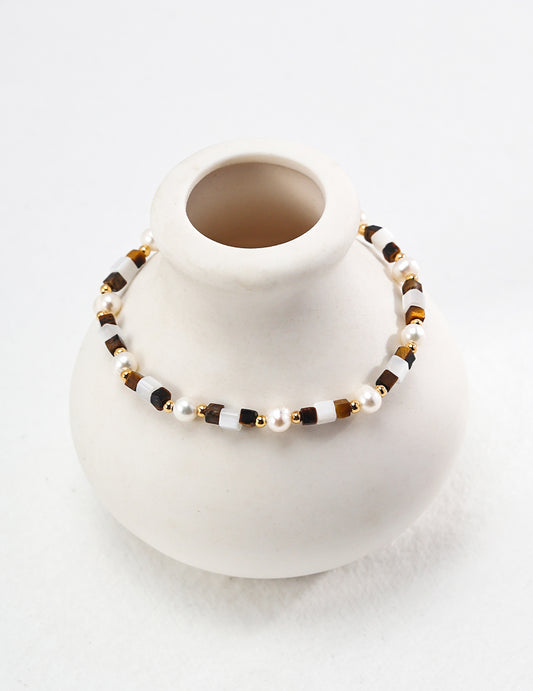 Château Lumière Tiger Eye Pearl Bracelet｜Feminine charm, self-confidence healing